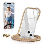 GOODVISH Coque pour iPhone 14 Plus 6,7 Pouces avec Cordon de Collier, Coque Transparente TPU Bumper Etui Housse avec Cordon Réglable Téléphone Lanyard Case Collier Cover, Rainbow