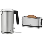 WMF Lono Bouilloire Électrique Capacité 1,3 L Double Paroi Manipulation sans Brûlure 2400W & KITCHENminis Grille Pain 1 Fente Extra Longue 7 Niveaux de Brunissage Réchauffe Viennoiserie 900W