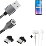 Data charging cable for + headphones OnePlus Nord CE 2 5G + USB type C a. Micro-