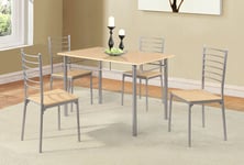 5 Piece Beech Effect Wooden Dining Set Metal Kitchen Furniture