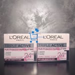 2 x 50ml L'Oreal Paris Triple Active Day Dry and Sensitive Skin Moisturiser