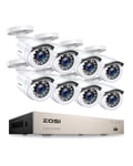 ZOSI 1080P 8CH TVI DVR 3.6mm Caméra de Surveillance Exérieure P2P IR 20M CCTV