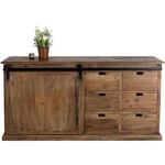 Buffet en bois recyclé, 6 tiroirs et 1 porte coulissante - SARI