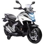 AIYAPLAY Moto électrique pour Enfants Moto Porteur Honda pour Enfants 3 à 6 Ans avec Musique, phares - Voiture électrique Enfants avec 2 Roues d'entraînement - dim. 107L x 46l x 75H cm Blanc