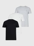 AllSaints 3 Pack Tonic T-shirt - Grey/Black/White, Optic/Black/Grey, Size Xs, Men