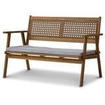 Banquette De Jardin Lianza - 2 Places - Acacia Et Cannage En Résine Tressée - L121 X H71 X P78 Cm