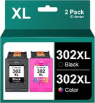 302XL Cartouches d'encre Remanufacturées Compatible pour HP 302 XL pour Officejet 3830 3831 3833 3835 4650 5220 5230 Envy 4520 4525 Deskjet 2130 3630 3632 (Noir, Couleur)