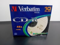 Verbatim CD-R Blank 700mb Recordable x48 Audio Discs 10 Pack Slim-New Sealed -K1