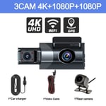 Caméra DVR de voiture 4K avant et intérieur et caméra arrière 3 pouces Black Box WIFI GPS Dash Cam pour voitures Parking G-SENSOR Monito Enregistreur vidéo HD Prada cam - Type [X137]-4K-With GPS-32G