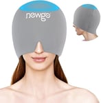 NEWGO Migraine Relief Cap, Full Coverage Headache Hat for Migraine Cold Therapy Ice Head Wrap for Puffy Eyes, Tension, Sinus and Stress Relief, Form Fitting & Stretchable-Light Grey