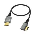 RIIEYOCA 8K Mini HDMI to HDMI Adapter Cable,90 Degree Left Angle Mini HDMI Male to HDMI Male 8K@60Hz 4K@120Hz 48Gbps High Speed HDMI 2.1 Cord,Compatible with Laptop,TV,Camcorder etc.(0.5M)