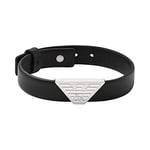 Emporio Armani Men's Black Leather ID Bracelet, EGS2985040