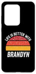 Coque pour Galaxy S20 Ultra La vie est meilleure avec Brandyn Retro Sunset, Brandyn Name Sun