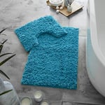 GC GAVENO CAVAILIA Microfibre Bath Mats Sets For Bathroom, Quick Drying Shower Pedestal BathMat, Water Absorbent Washable Toilet Rug, Zero Twist Bath Mat Non Slip, Turquoise