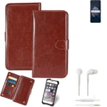 CASE FOR Asus Zenfone 8 Flip BROWN + EARPHONES FAUX LEATHER PROTECTION WALLET BO