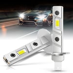 SHINYY Ampoule H1 LED Phares pour Voiture et Moto, 16000LM 12V 6500K Blanc CSP Puces LED H1 Feux de Croisement Feu de Route Lampe Sans Ventilateur Anti Erreur Canbus Kit de Conversion 1:1, 2 Ampoules