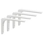 SAYAYO Support Etagère Murale Fixation Flottante Support, Tablette Flottante Support Flottant en Bois Dissimulé à Fixation, Equerre Charge Lourde Blanc Brillant en Métal, 4Pcs, EJR200W-4P