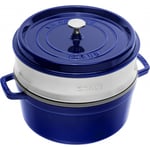 Staub La Cocotte Pata höyrystimellä Pyöreä 26 cm, Valurauta Tummansininen 40510-604-0