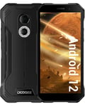 DOOGEE S51 (2023) Téléphone Portable Incassable, 4Go+64Go(TF512Go), Android 12, Batterie 5180mAh, Écran 6.0" HD+,NFC Supporte, 12 MP Double Caméra Arrière Smartphone Antichoc Étanche - Noir