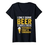 Womens Beer Design Solely Drink three Days V-Neck T-Shirt