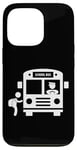 Coque pour iPhone 13 Pro Emblème de bus scolaire avec logo conducteur jaune