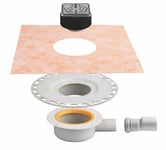 Kit complet siphon extra plat + grille/cadre KERDI DRAIN - Kit d évacuation horizontal complet siphon + grille/cadre design 1