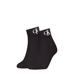 Calvin Klein Socks Women's Organic Cotton Monogram Quarter Sock, Black, 35 to 38 (Pack of 2)