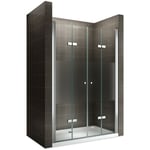 EMMY Porte de douche pliante H 195 cm largeur réglable 76 à 80 cm semi-opaque