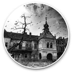 2 x Vinyl Stickers 25cm (bw) - Creepy Haunted House Horror Movie  #37104