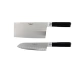 Knivset 2-delar Santoku 17,5cm, Kinesisk Hacka 18cm