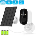 Camera de surveillance exterie solaire IP Wifi HD 1080P Dispositif de securite sans fil avec Audio et batterie Rechargeable 6000mAh