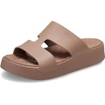 Crocs Women's Getaway Platform H-Strap Slide Sandal, Latte, 9 UK