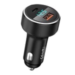 REMAX Salo dual port autolaturi USB/USB Type C 58.5W 4.5A Power Deliver Quick Charge, musta (RCC215)