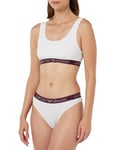 Emporio Armani Underwear Emporio Armani Women's Bralette Bra+Brazilian Brief Tartan Christmas Cotton Lingerie Ensemble, White, X-Small aux Femmes