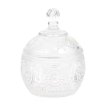 Home Deco Factory, KA6236, Bonbonnière Ronde en Verre Transparent, Design élégant pour Bonbons et Petits Objets, idéale pour la décoration intérieure, Dimensions 9 cm, Couleur Transparente