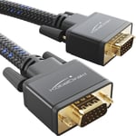 Cable Vga Vers Vga 2 M Tressé Pour Une Qualité D'Image Maximale Grâce À Des Conducteurs En Cuivre De Haute Pureté (Métal, Full Hd, Vga À Vga, Connecte Un Pc À Un Écran/Projecteur