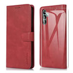 ARRYNN Coque pour Samsung Galaxy A04s / A13 5G,Cover Samsung Galaxy A04s / A13 5G,Étui de Protection Porte-Cartes Portefeuille Multi-Usage Magnétique Case pour Samsung Galaxy A04s / A13 5G - Rouge