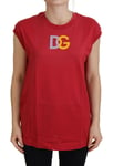 Dolce & Gabbana WoMens Red Cotton DG Logo Tank Top T-shirt Red - Size IT 40 (Women's)