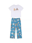 Chelsea Peers Kids' Mystic Dogs Print Pyjama Set, Blue