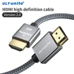 HDMI 2.0 Cable 3m Câble HDMI haute vitesse 4K 18Gbps 2.0, cordon tressé en ARC, Compatible avec MacBook Pro 2021 UHD TV projecteur PC HDR 3D ""Nipseyteko