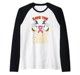 Save The Boo Bees Couple Breast Cancer Halloween Costume Raglan Baseball Tee