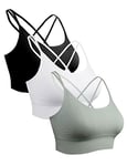 Sykooria Femme Soutien Gorge Sport Coussinets Amovibles Élastique Brassière Sport Yoga, Course à Pied, Danse sous-vêtements de Sport,XL,Noir+blanc+vert