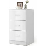 Caisson de Bureau Meuble de Rangement avec 3 Tiroirs pour Feuilles A4, Lettre,Dossiers et Documents 37 x 34 x 66,5 cm Blanc - Costway