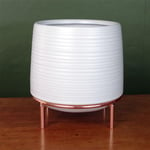 White Ceramic Planter Metal Stand Plant Pot