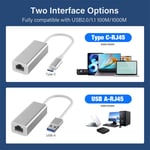 100M/1000Mbps USB 3.0 Ethernet-sovitin Type C - RJ45 Lan Thunderbolt 3 kannettavalle PC MacBook Samsung Windows -verkkokortti 1000Mbps USB RJ45