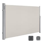 SONGMICS Store Latéral Aluminium, Rétractable, 160 x 300 cm, Brise-vue, Protection Solaire, Opaque, Brise-vent, pour Balcon, Terrasse, Jardin, Beige GSA160E