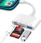 Lecteur de carte SD 4 en 1 pour iPhone et iPad,lecteur de carte mémoire SD/TF,adaptateur USB OTG,charge simultanée,lecteur de carte SD compatible avec iPhone 14/13/12/11/X/8/7/iPad.[P568]