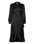 Objsateen Wrap Dress A Fair Black Object