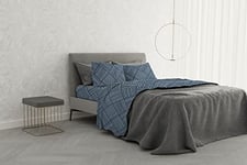 Italian Bed Linen MB Home Basic “Dafne” Bed Sheet Set, Citylife Blue, Double