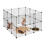 Relaxdays Enclos pour Petits Animaux Domestiques DIY Parc Extensible Cage Grille Clapier Grillage Pack de 24, Noir